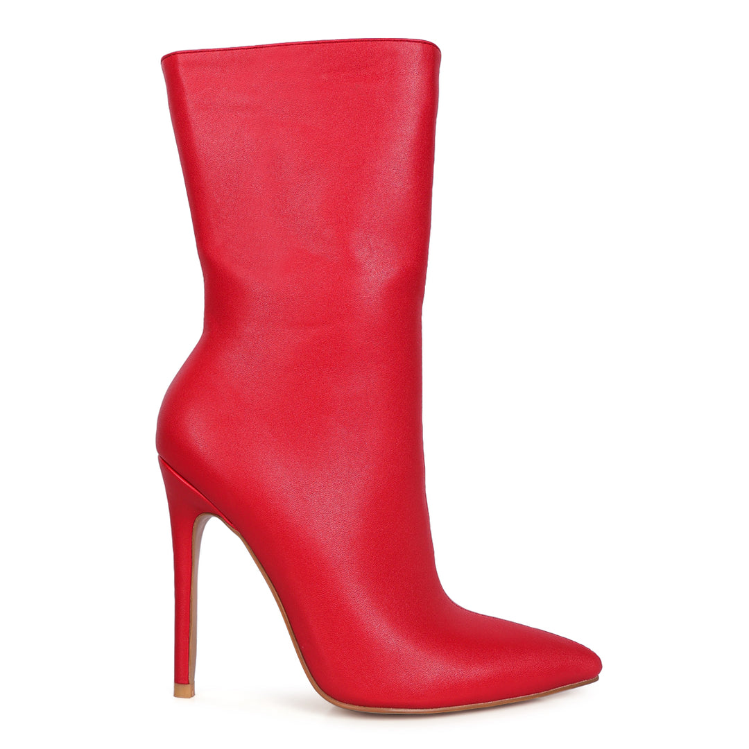 pointed toe stiletto high ankle boots#color_red