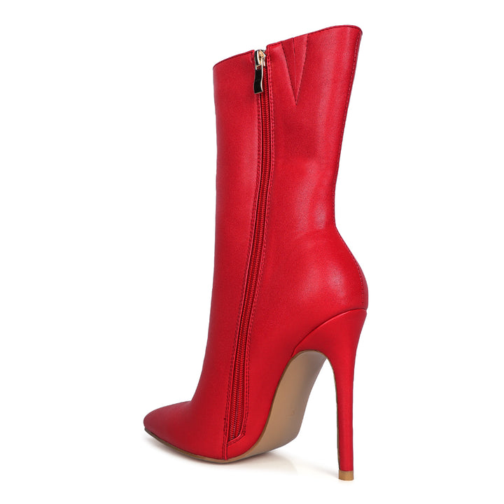 pointed toe stiletto high ankle boots#color_red