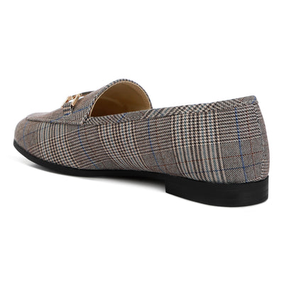 Grey Checkered Casual Loafers