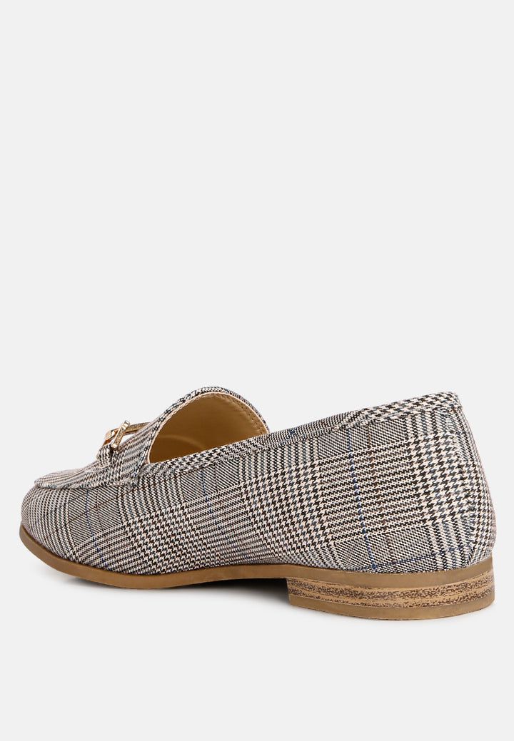 women checkered casual loafers#color_grey