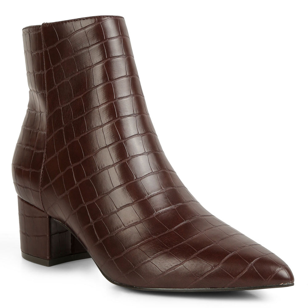 women sleek block heel ankle boots#color_brown