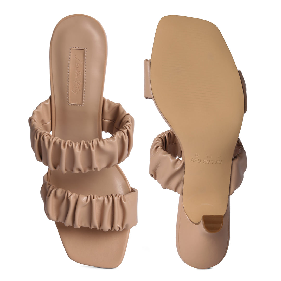 Fashion Mid Heel Sandals in Nude