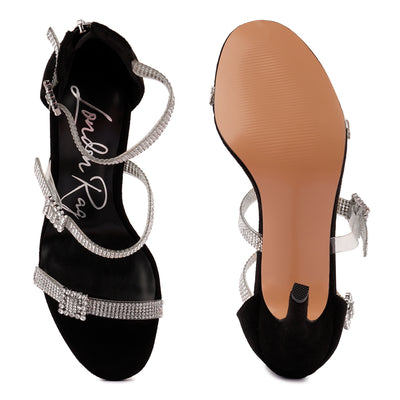 Black Ines Bling Strap High Heel Sandals