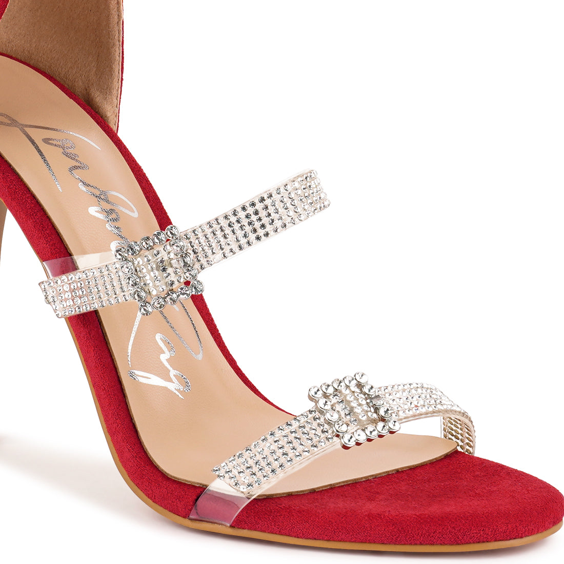 Red Ines Bling Strap High Heel Sandals