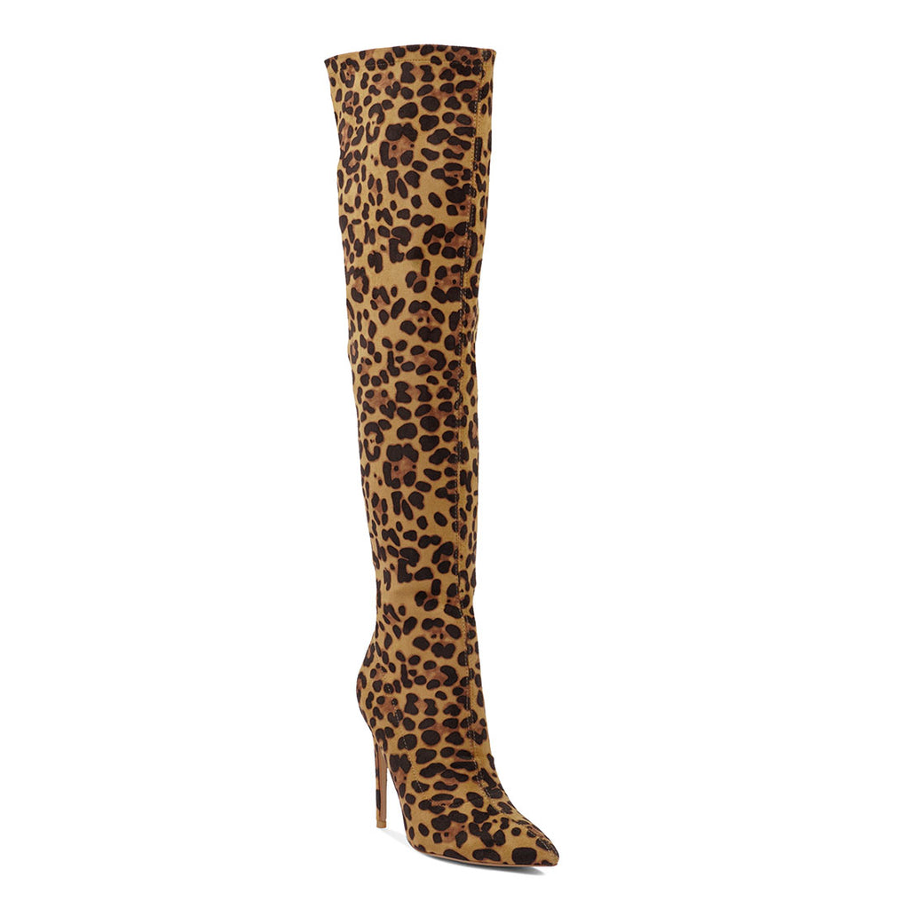 Marc Fisher Ginnie Leopard Print Knee High Boots fashion