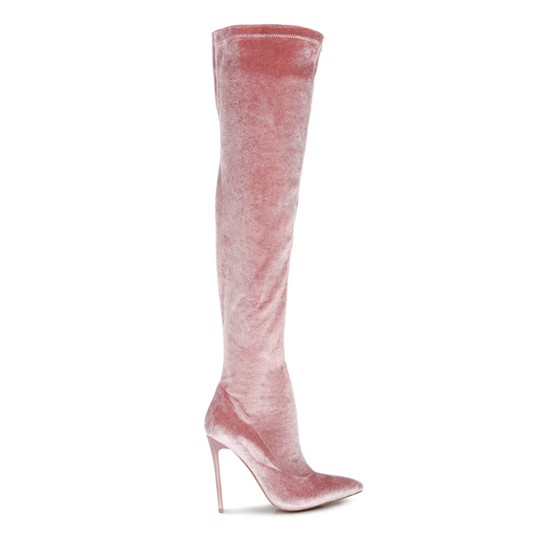 madmam strerch high heel velvet boot#color_blush