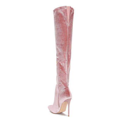 madmam strerch high heel velvet boot#color_blush