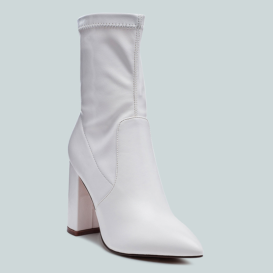 High Block Heeled Boot in White