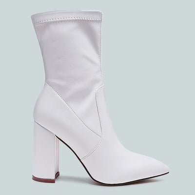 High Block Heeled Boot in White