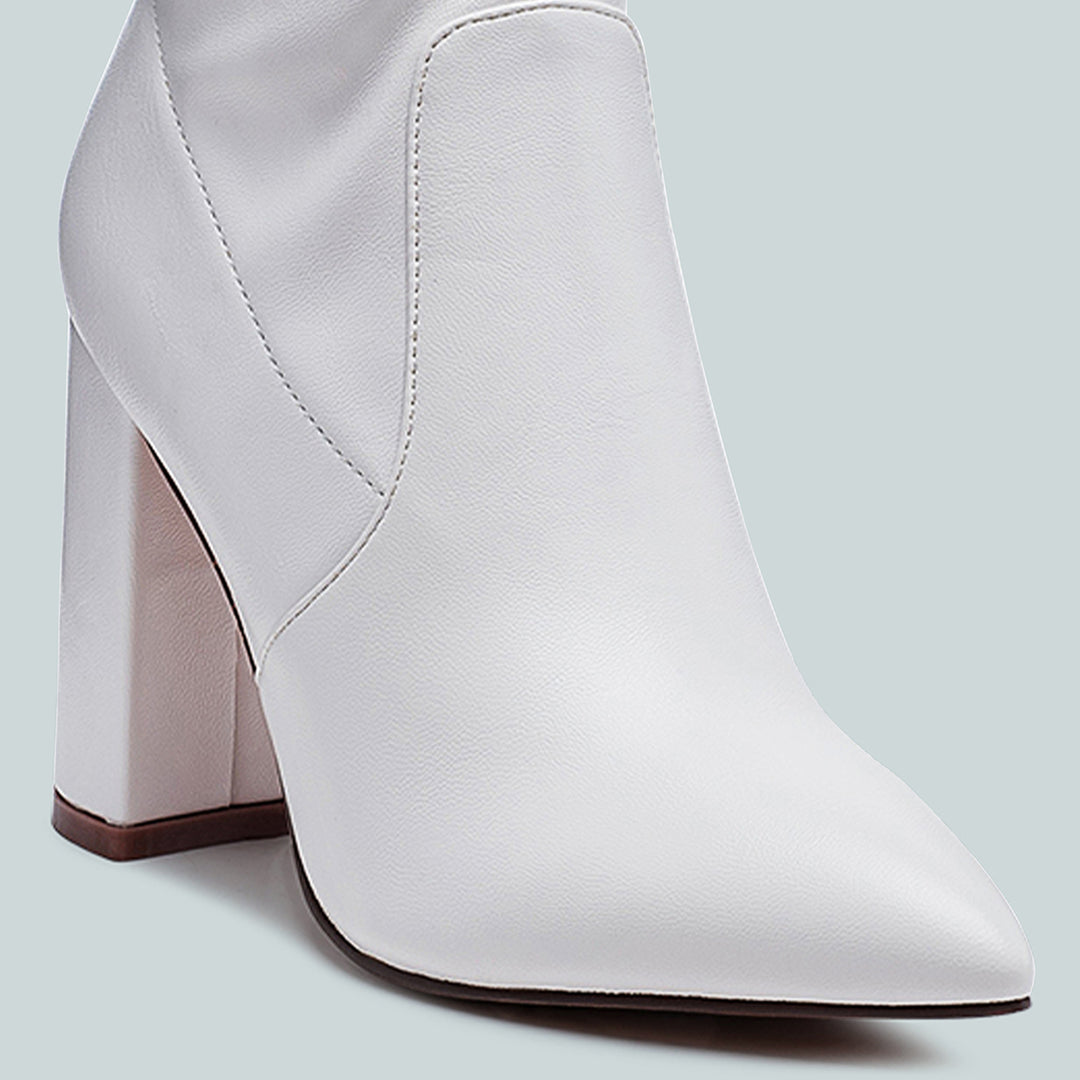 High Block Heeled Boot in White