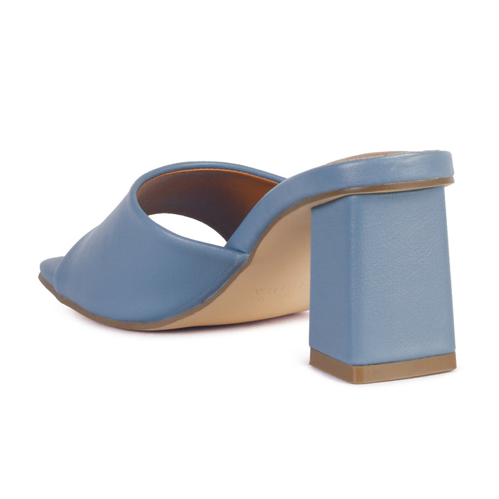 Square Toe Block Slides in Blue