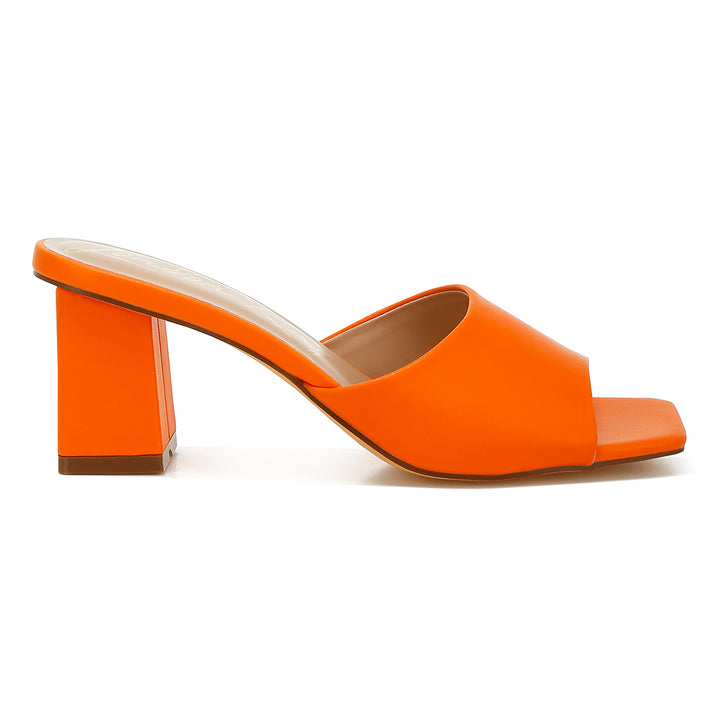 faux leather block heel sandals#color_orange