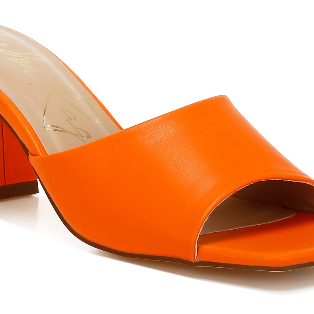 faux leather block heel sandals#color_orange