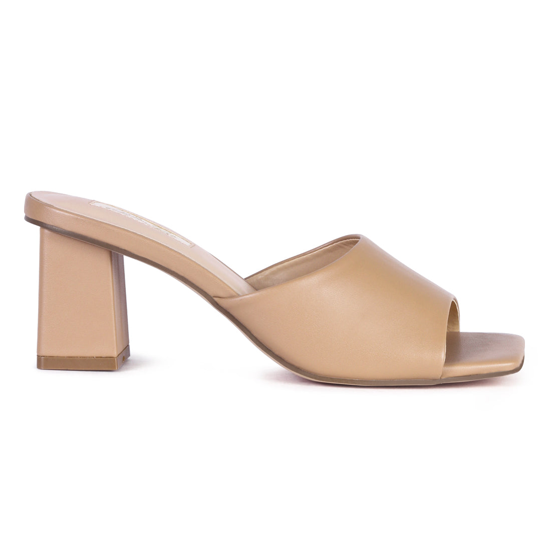 Square Toe Block Slides in Taupe