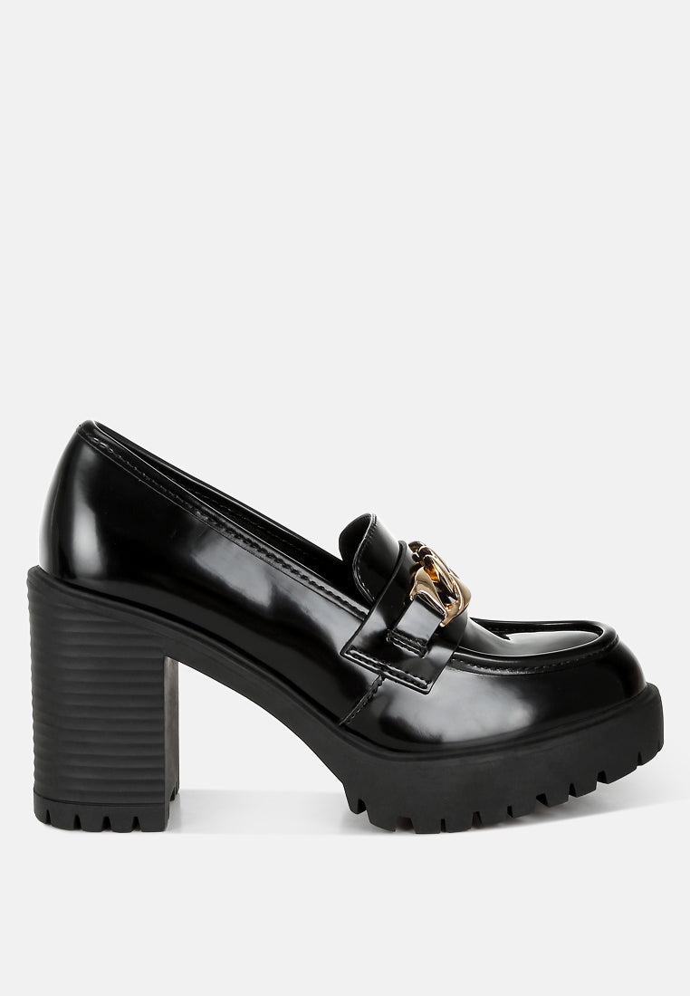 women block heeled chunky loafers#color_black