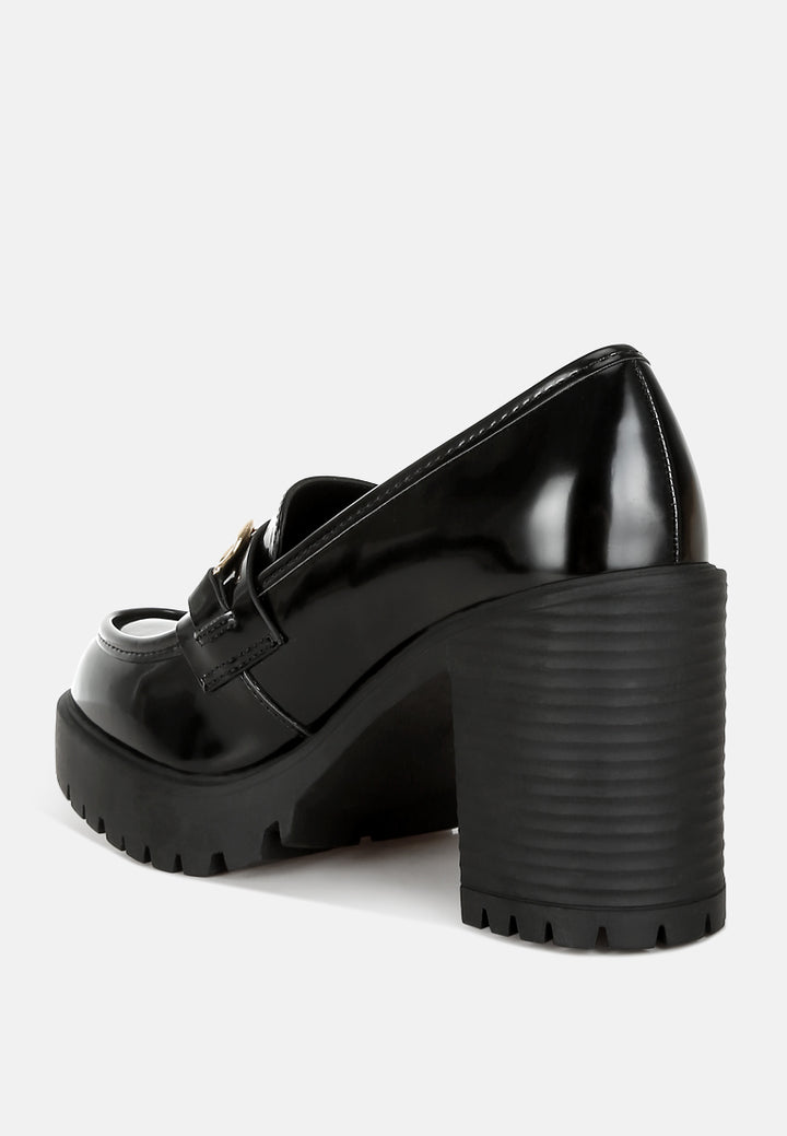 women block heeled chunky loafers#color_black