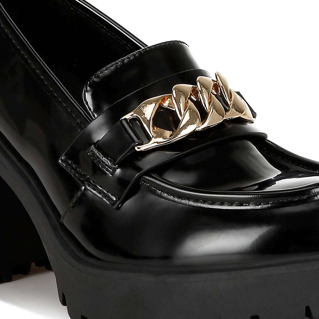 women block heeled chunky loafers#color_black