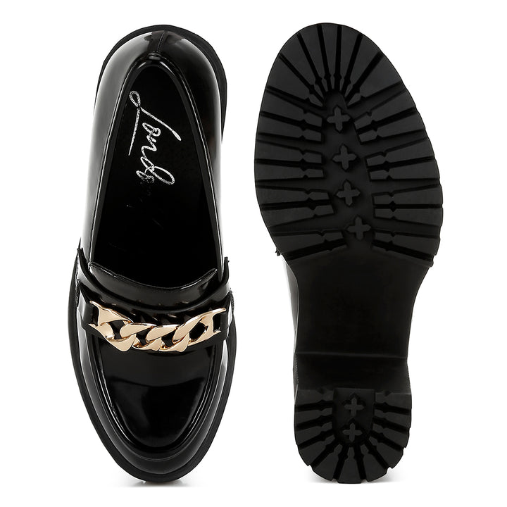 women block heeled chunky loafers#color_black