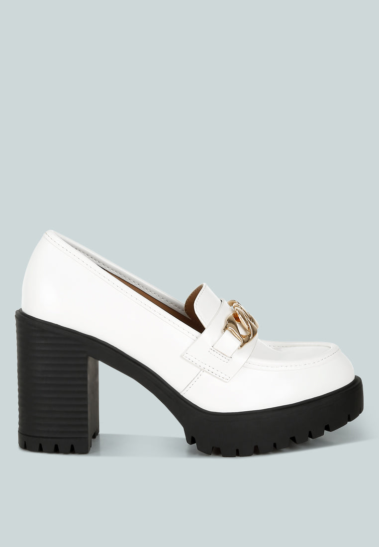 women block heeled chunky loafers#color_white