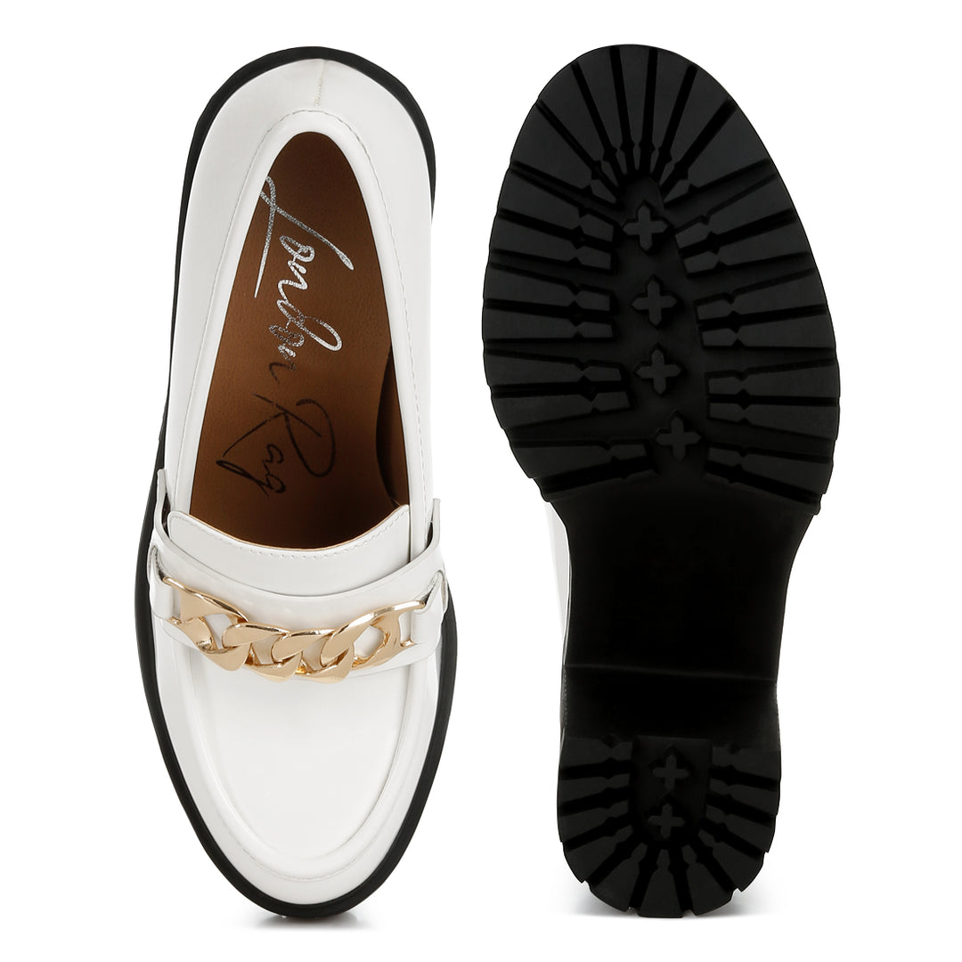 women block heeled chunky loafers#color_white