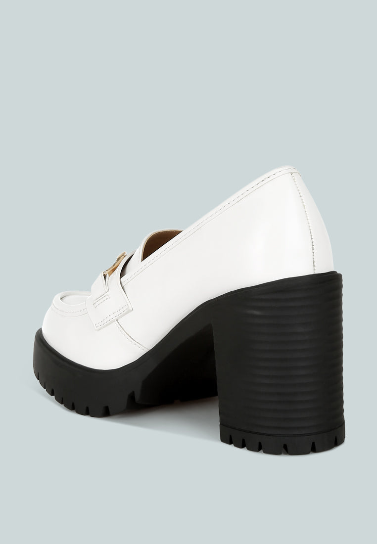 women block heeled chunky loafers#color_white