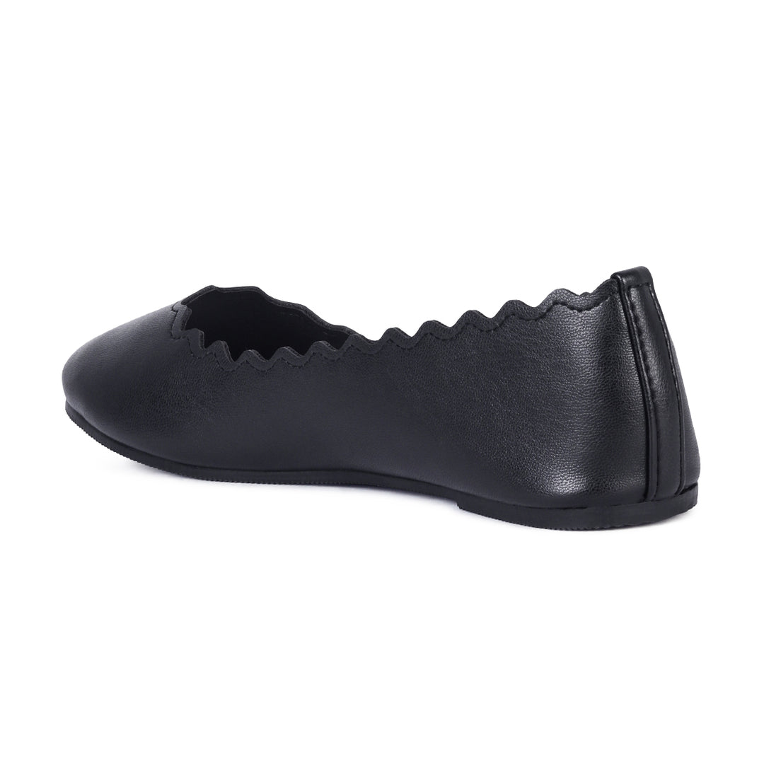 BLEONA Laser Cut Wave Black Ballerinas