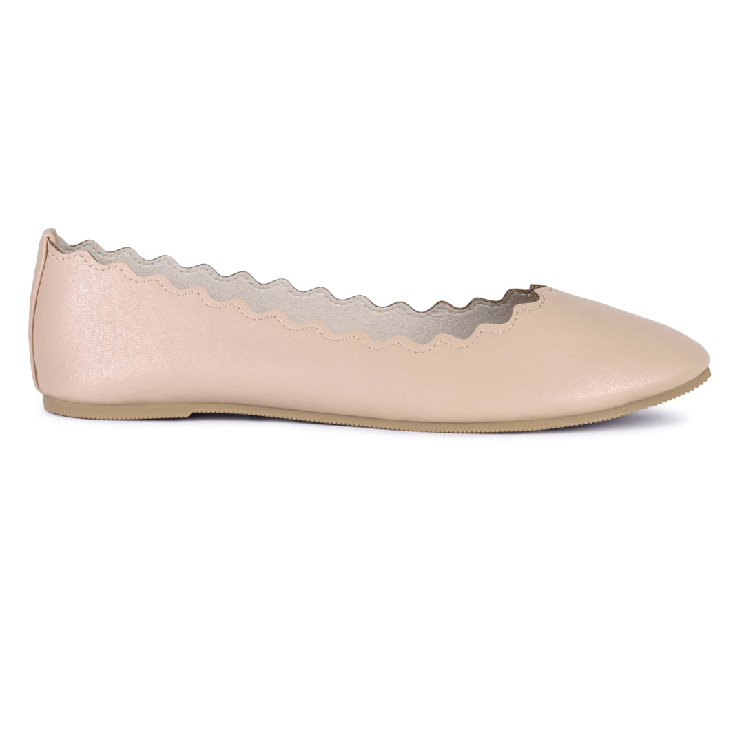 BLEONA Laser Cut Wave Nude Ballerinas