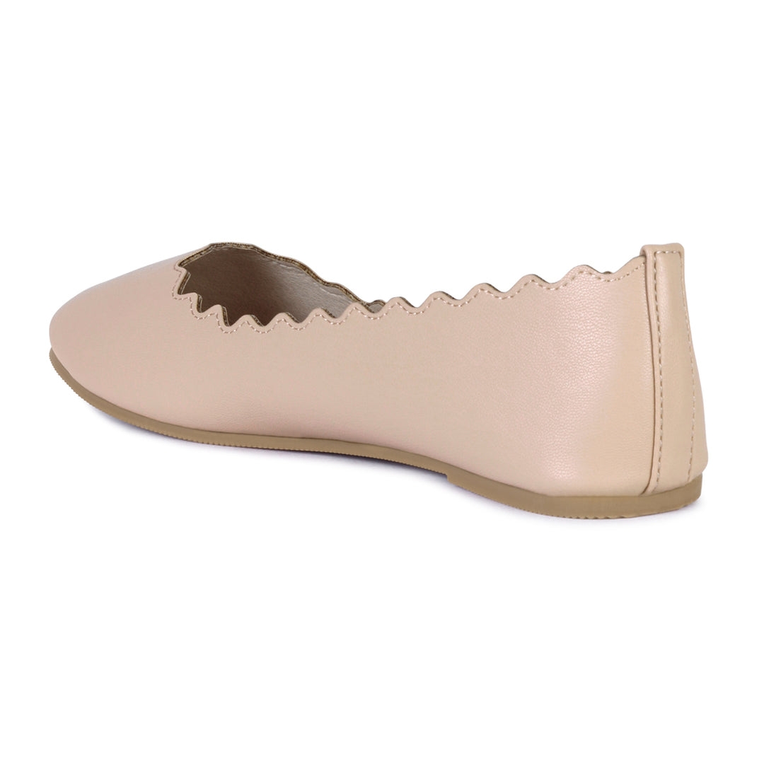 BLEONA Laser Cut Wave Nude Ballerinas