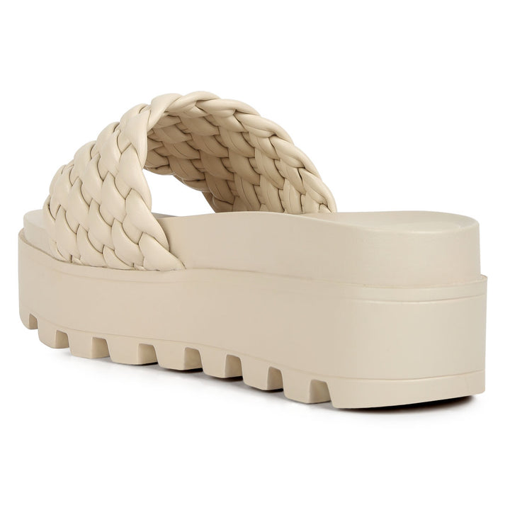 woven platform slides#color_beige