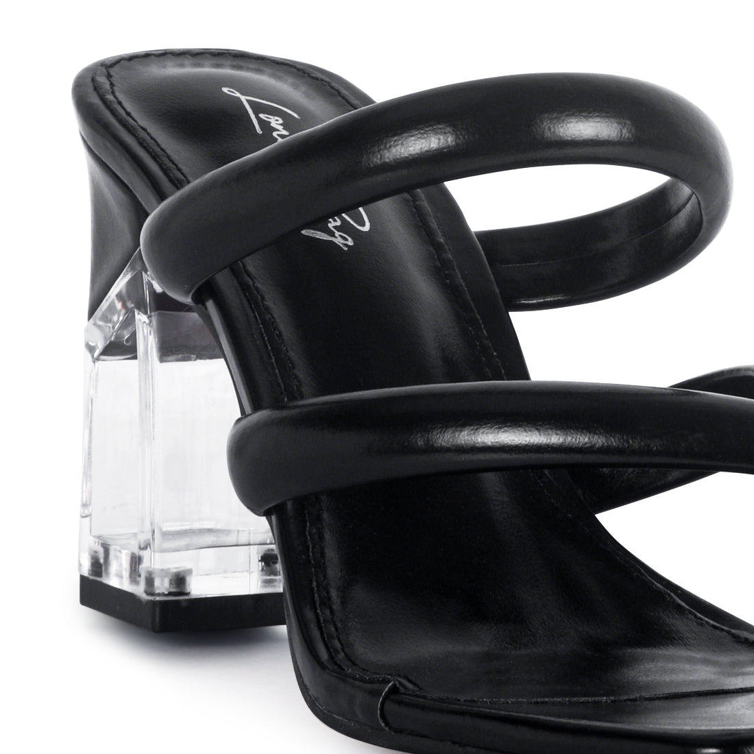 Transparent Heel Toe Ring Slides in Black