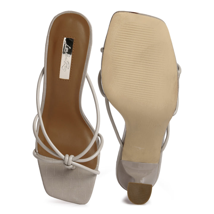 knotted strap mid heel sandals#color_taupe