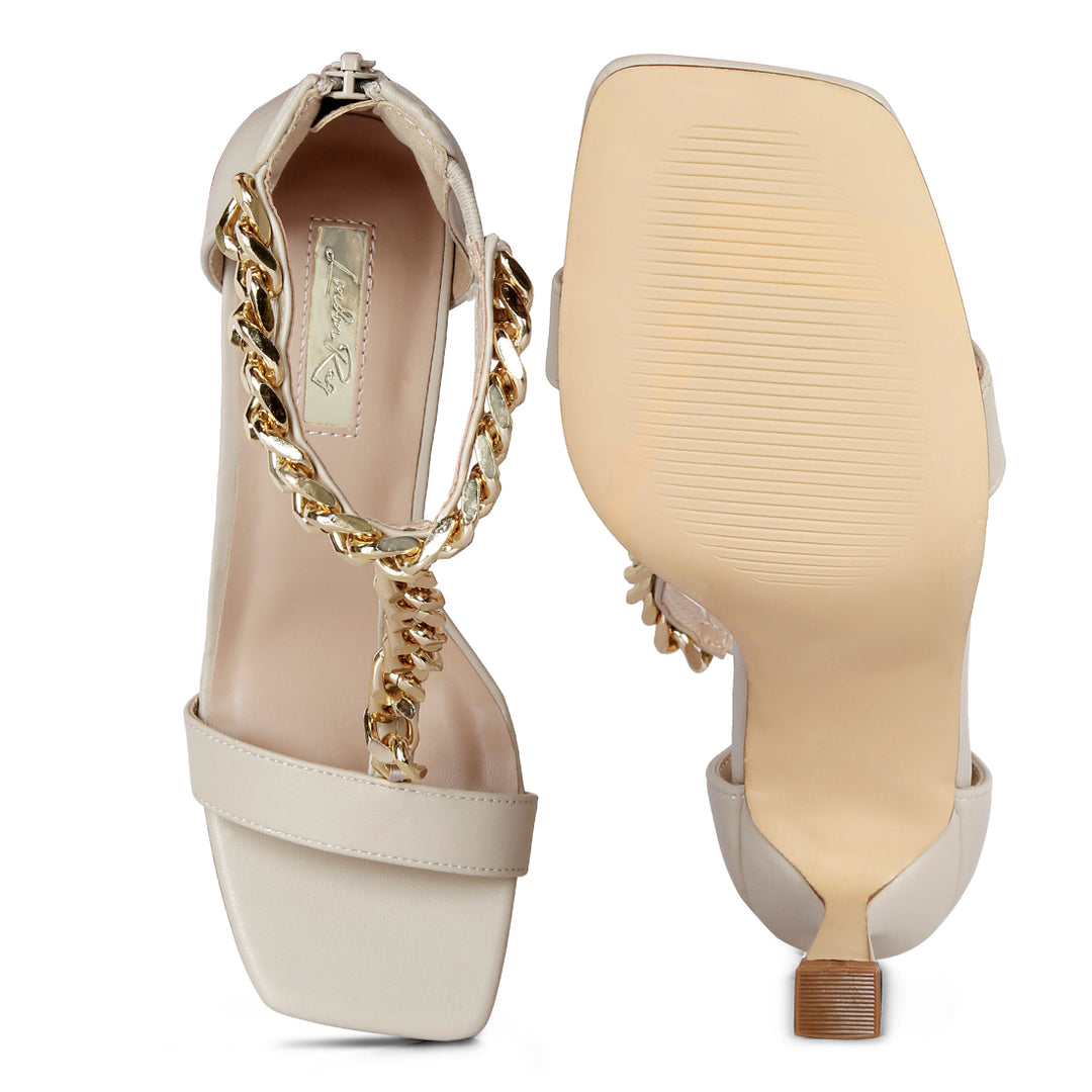 mid heel chain detail t strap sandal#color_off-white