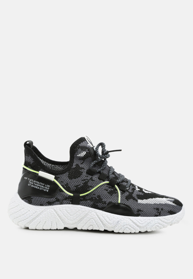 Men's Camouflage Knitted Lace-Up Running Trainers