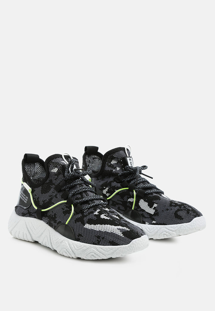 Men's Camouflage Knitted Lace-Up Running Trainers