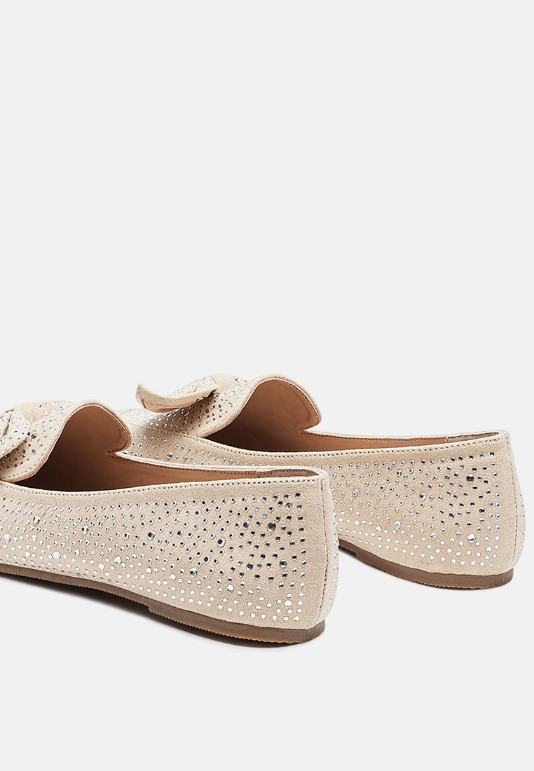 women dewdrops embellished casual bow loafer#color_beige