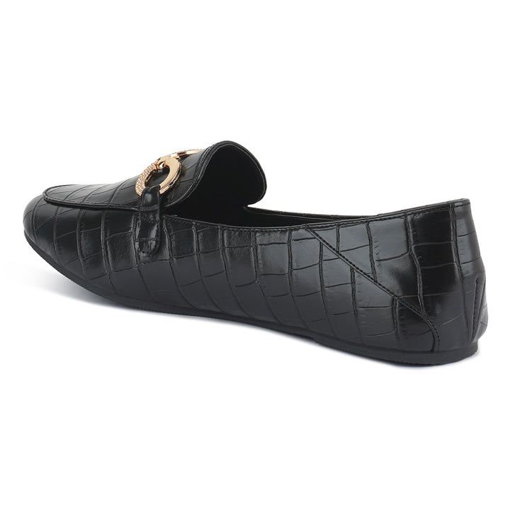 women velvet diamante buckle casual loafers#color_black