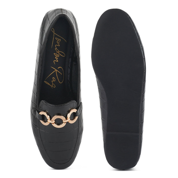 women velvet diamante buckle casual loafers#color_black