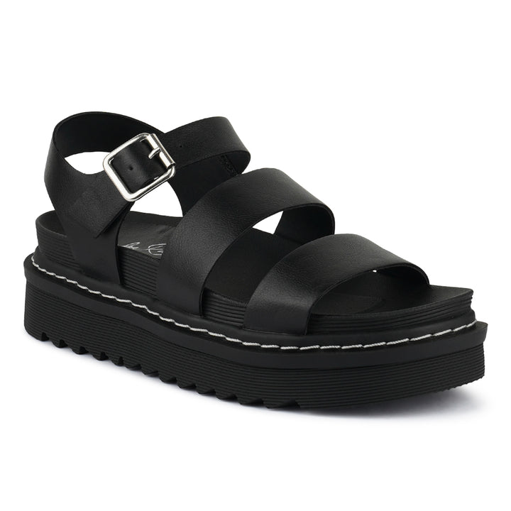 Black Jim Dual Strap Platforms With Buckle Closure