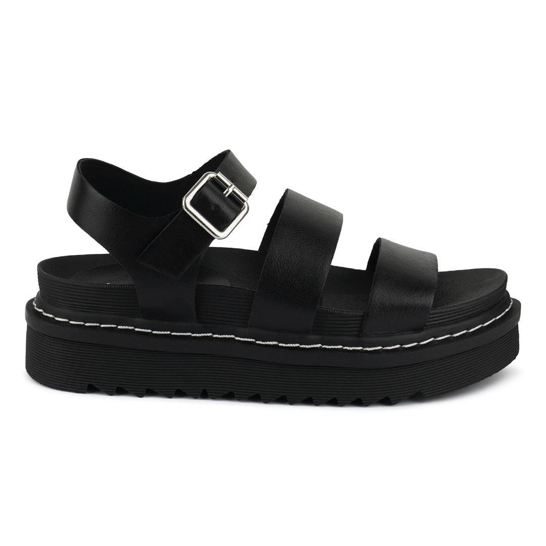 Black Jim Dual Strap Platforms With Buckle Closure