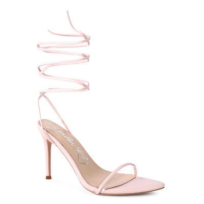 Pink High Heel Lace Up Sandals
