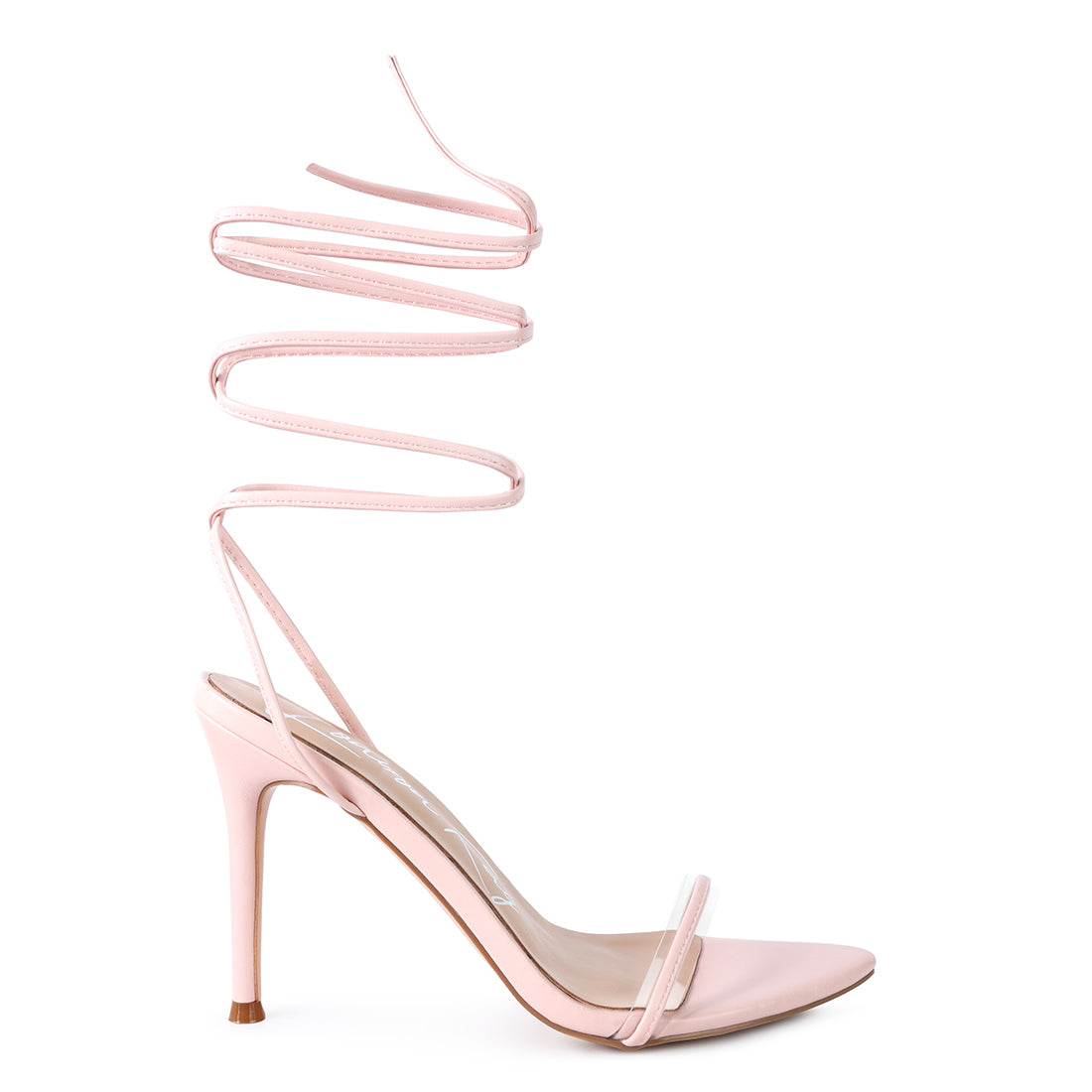 Pink High Heel Lace Up Sandals