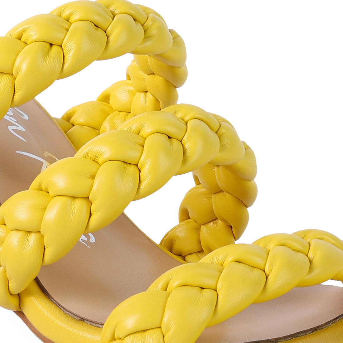 Yellow Triple Braided Strap Heel