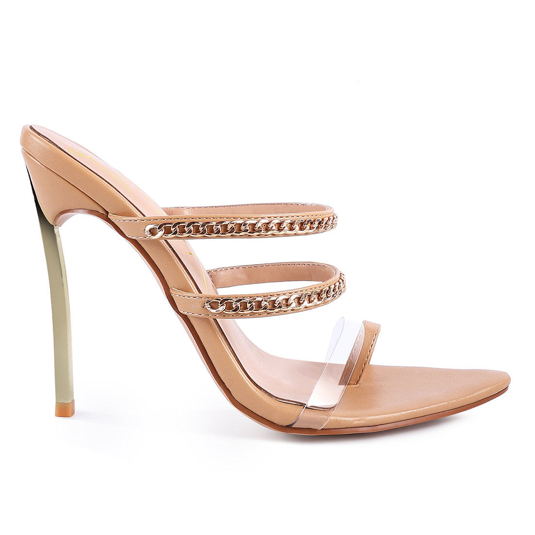 High Heeled Toe Ring Sandals in Latte