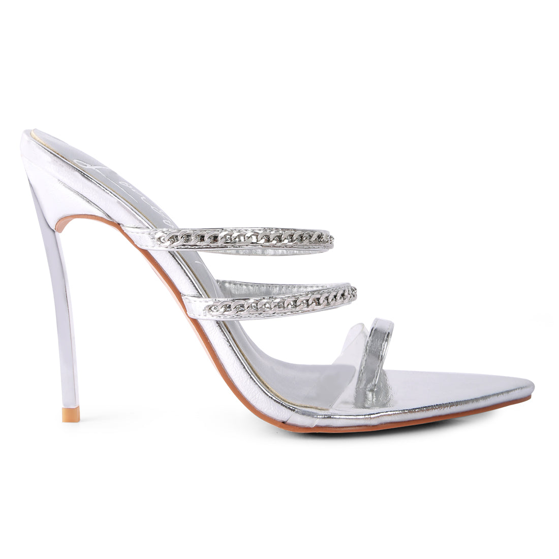 High Heeled Toe Ring Sandals in Silver