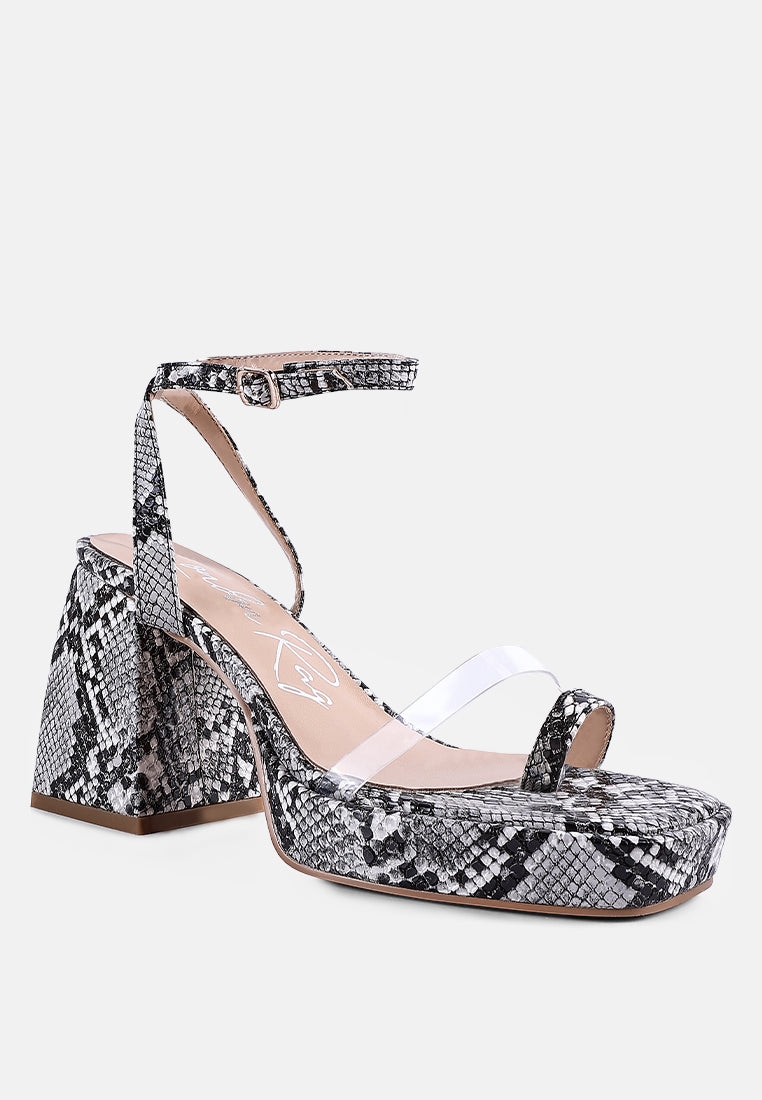 such flirt snake pattern block heeled sandals#color_black