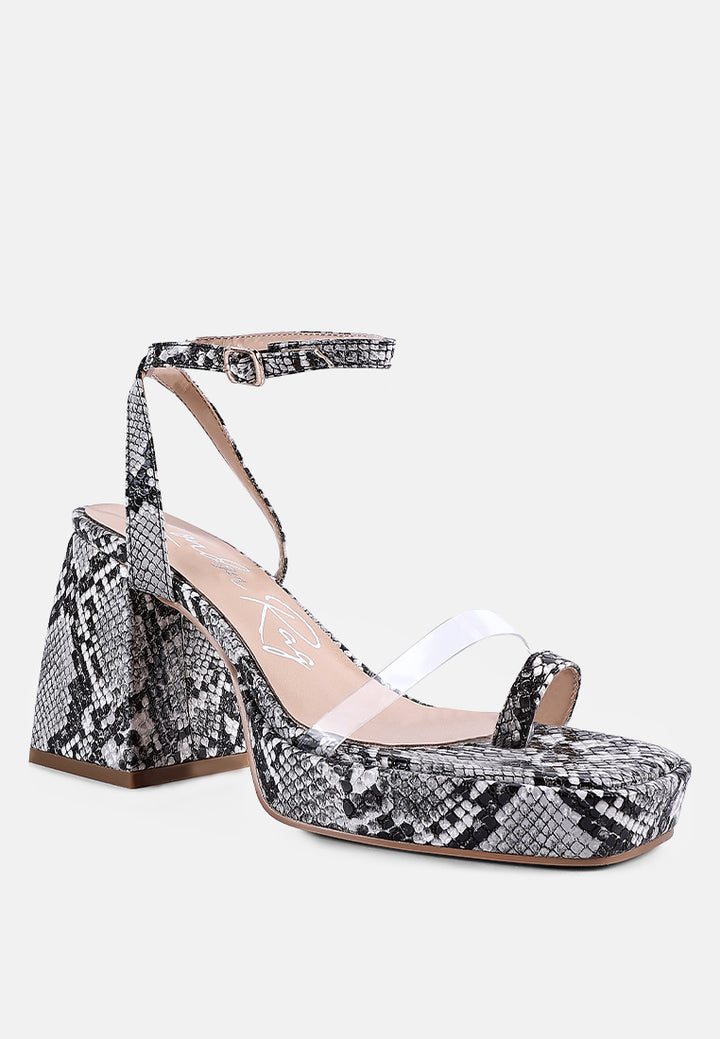 such flirt snake pattern block heeled sandals#color_black