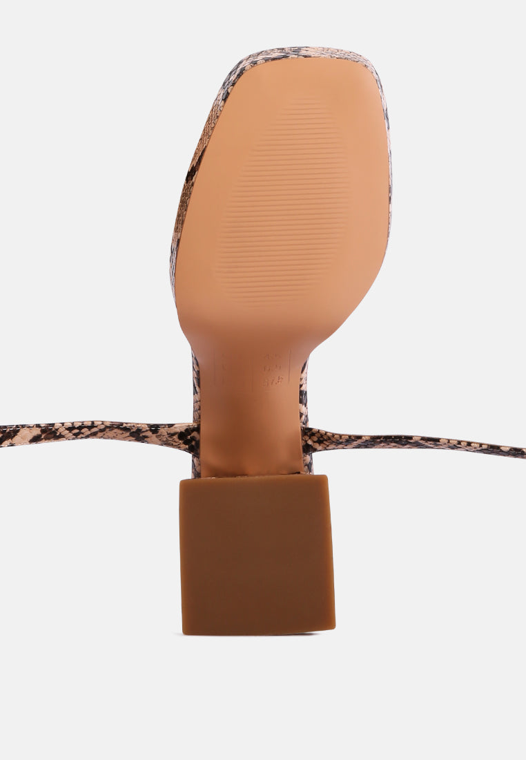 women snake pattern block heeled sandals#color_beige