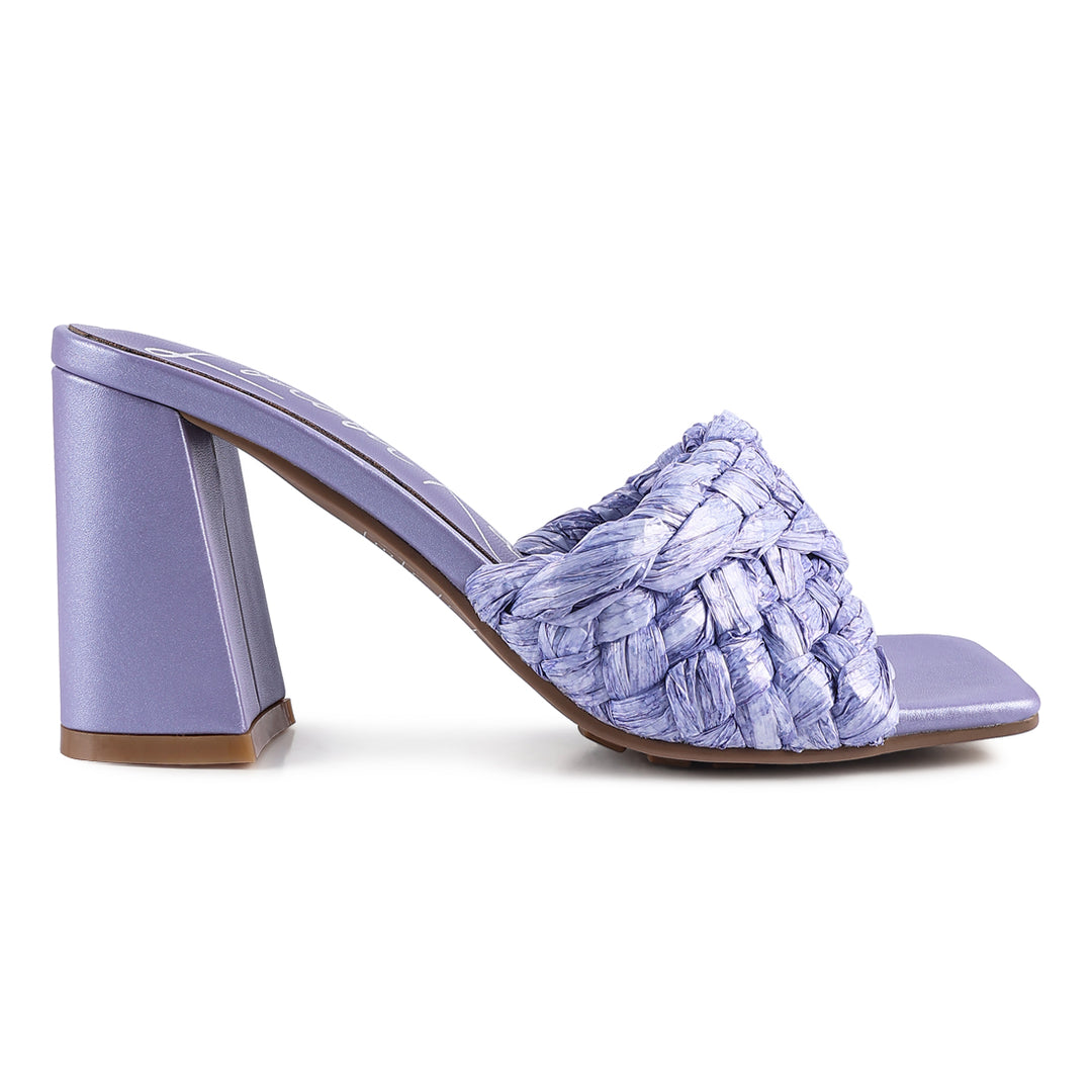 braided raffia block heel#color_purple