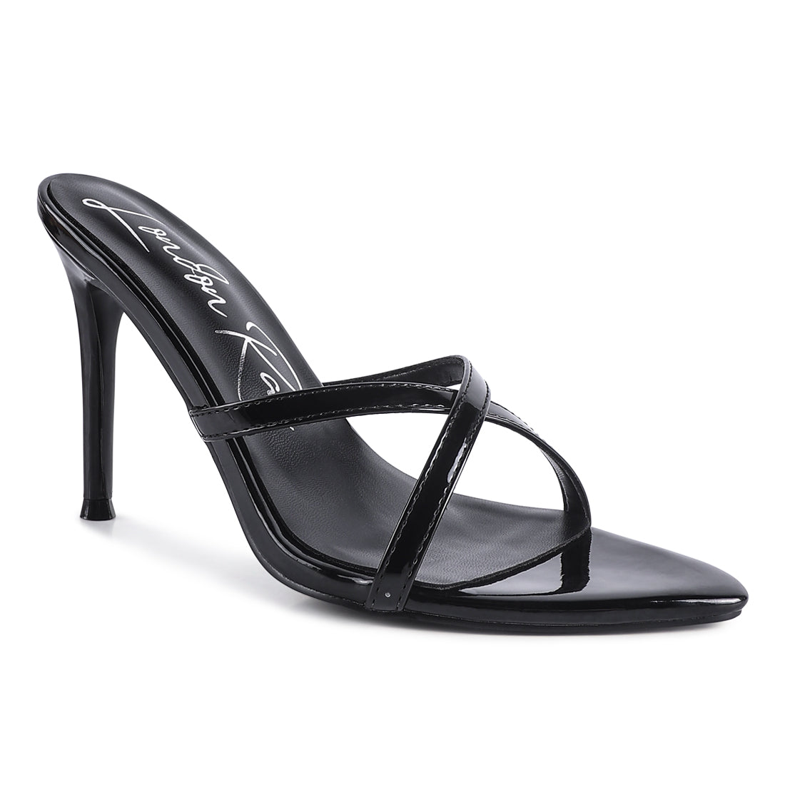 Black High Heeled Pointed Toe Sandal