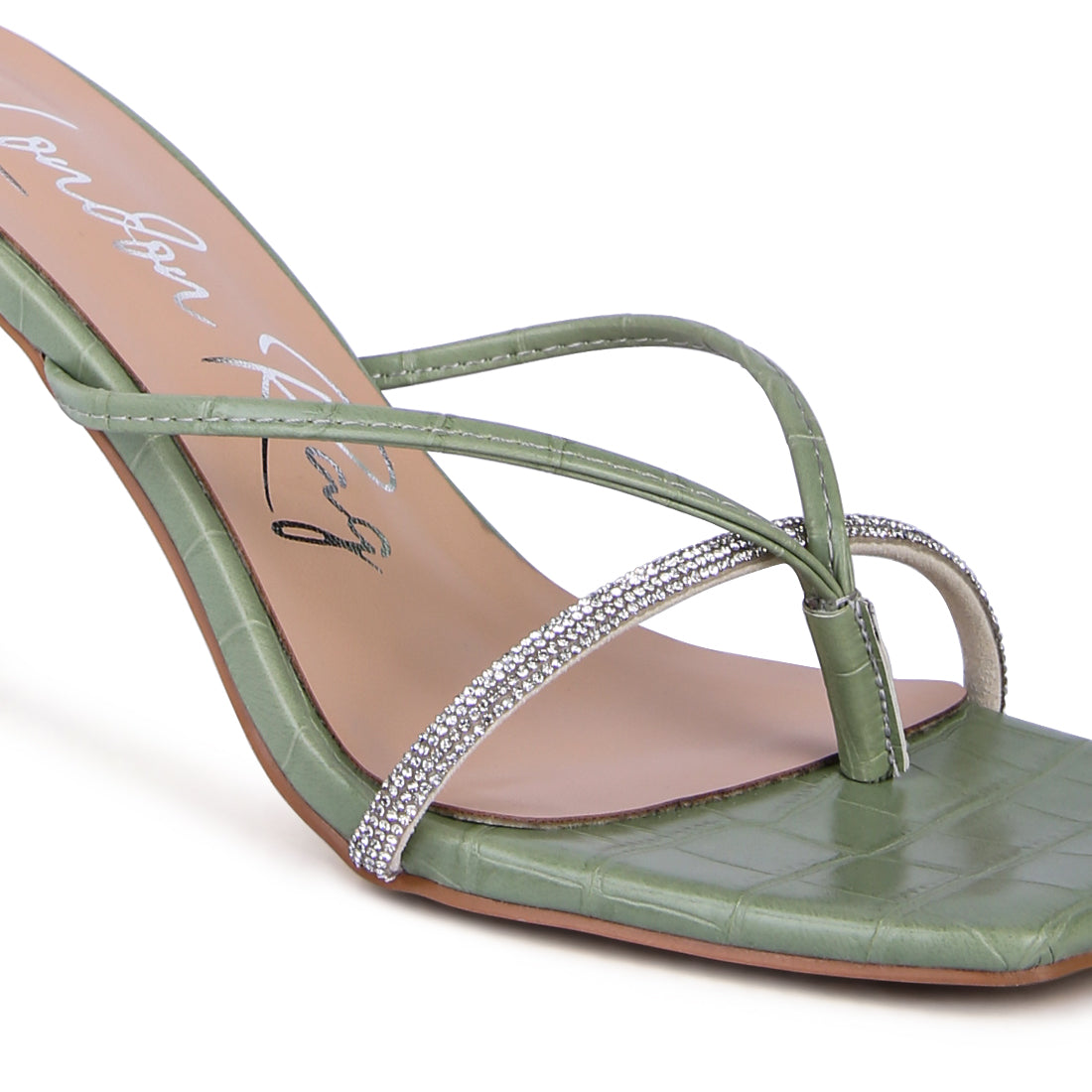 Croc Rhinestone Slider Sandal in Mint